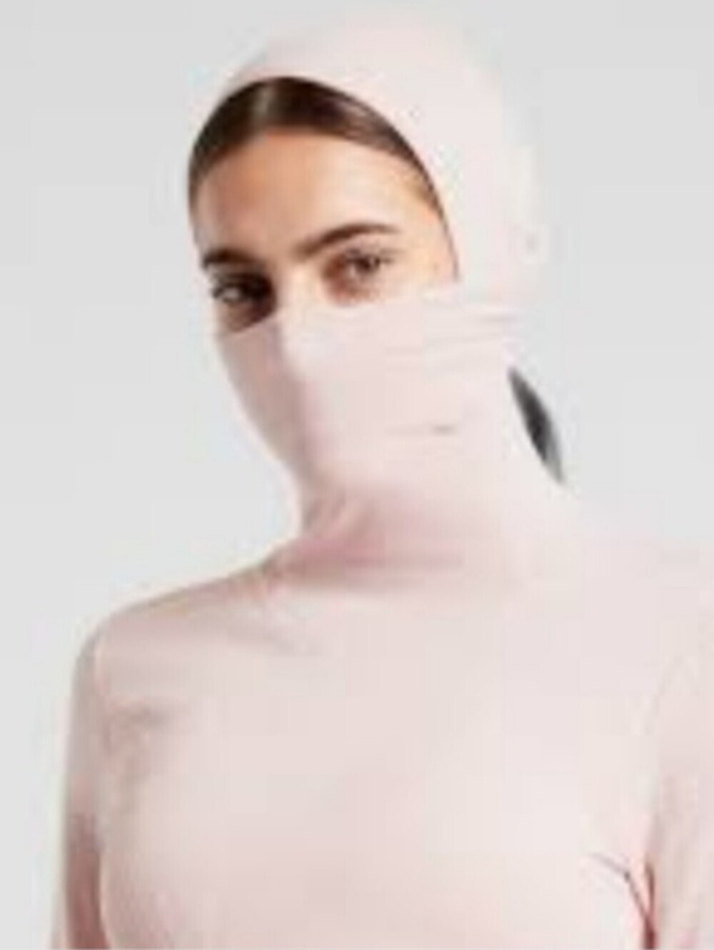 Athleta Flurry Balaclava Rib Mixed Solid Orchid Pink Long Sleeve Top Small EUC